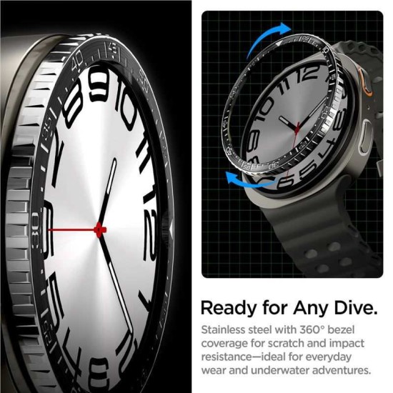 SPIGEN Inel Protecție Bezel Tune Diver Samsung Galaxy Watch 8 (44mm - 1.4 inch), Negru (Ingredi, ACS10008) by www.silkase.ro