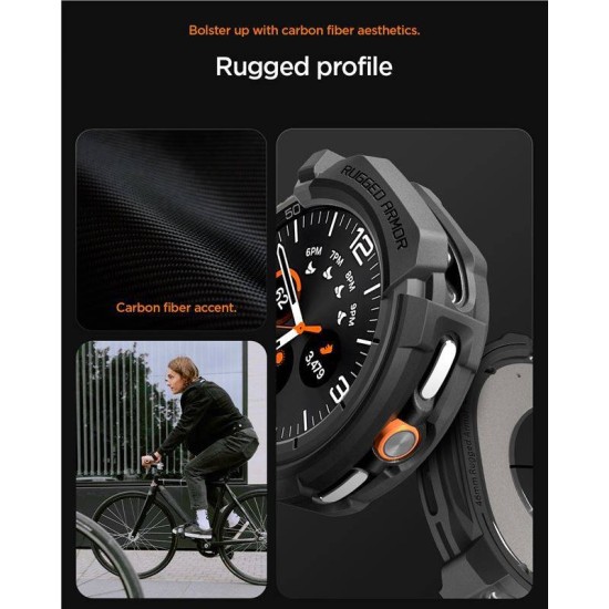 Carcasa de protectie Spigen Rugged Armor pentru Samsung Galaxy Watch 8 Classic 46mm, negru mat (Spigen, Ingredi) by www.silkase.ro SPIGEN Carcasă Protecție Rugged Armor Samsung Galaxy Watch 8 Classic (46mm - 1.5 inch), Negru Mat (Ingredi, ACS10012) by www.silkase.ro