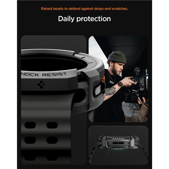 Carcasa de protectie Spigen Rugged Armor pentru Samsung Galaxy Watch 8 Classic 46mm, negru mat (Spigen, Ingredi) by www.silkase.ro SPIGEN Carcasă Protecție Rugged Armor Samsung Galaxy Watch 8 Classic (46mm - 1.5 inch), Negru Mat (Ingredi, ACS10012) by www.silkase.ro