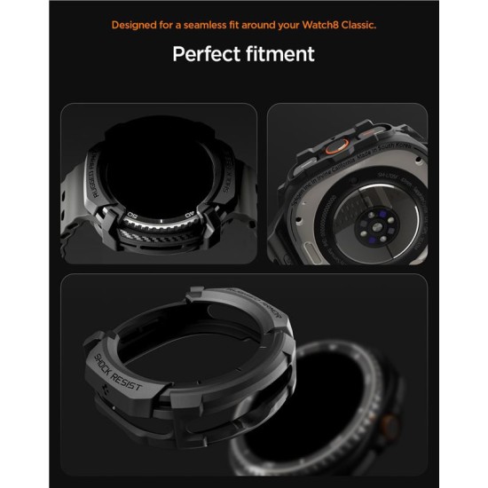 Carcasa de protectie Spigen Rugged Armor pentru Samsung Galaxy Watch 8 Classic 46mm, negru mat (Spigen, Ingredi) by www.silkase.ro SPIGEN Carcasă Protecție Rugged Armor Samsung Galaxy Watch 8 Classic (46mm - 1.5 inch), Negru Mat (Ingredi, ACS10012) by www.silkase.ro