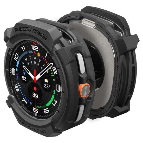 Carcasa de protectie Spigen Rugged Armor pentru Samsung Galaxy Watch 8 Classic 46mm, negru mat (Spigen, Ingredi) by www.silkase.ro SPIGEN Carcasă Protecție Rugged Armor Samsung Galaxy Watch 8 Classic (46mm - 1.5 inch), Negru Mat (Ingredi, ACS10012) by www.silkase.ro