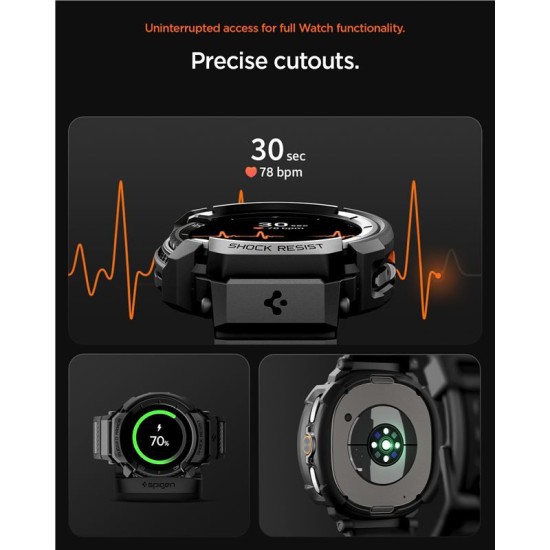 SPIGEN Husă cu Curea Rugged Armor Pro Samsung Galaxy Watch 8 Classic (46mm - 1.5 inch), Negru Mat (Curele Ceas, ACS10013) by www.silkase.ro