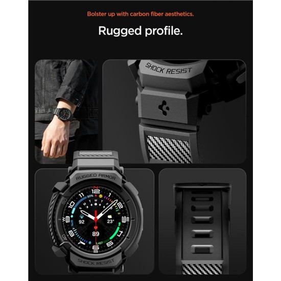 SPIGEN Husă cu Curea Rugged Armor Pro Samsung Galaxy Watch 8 Classic (46mm - 1.5 inch), Negru Mat (Curele Ceas, ACS10013) by www.silkase.ro