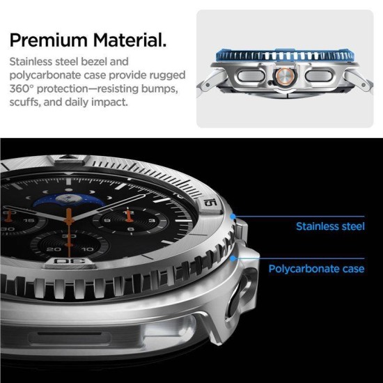 SPIGEN Inel Protecție Bezel Tune Pro Pilot Samsung Galaxy Watch 8 Classic (46mm - 1.5 inch), Argintiu (Ingredi, ACS10017) by www.silkase.ro