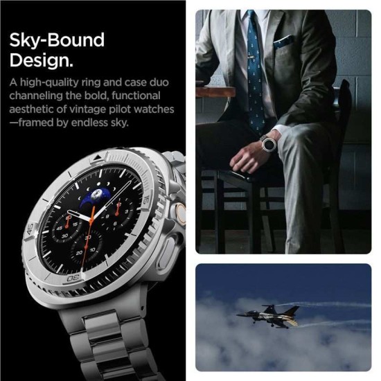 SPIGEN Inel Protecție Bezel Tune Pro Pilot Samsung Galaxy Watch 8 Classic (46mm - 1.5 inch), Argintiu (Ingredi, ACS10017) by www.silkase.ro