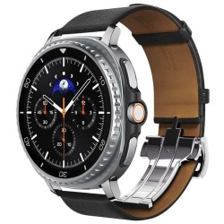 Curea premium din piele si nylon Spigen Enzo Band pentru Samsung Galaxy Watch 8, neagra