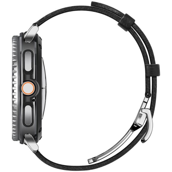 Curea premium din piele si nylon Spigen Enzo Band pentru Samsung Galaxy Watch 8, neagra (Curele Ceas, AMP10119) by www.silkase.ro