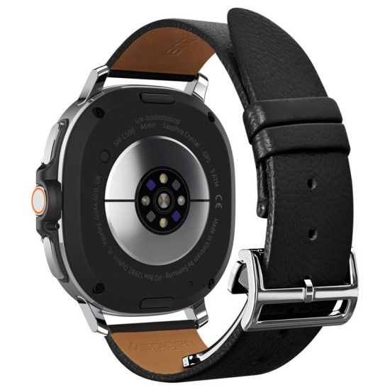 Curea premium din piele si nylon Spigen Enzo Band pentru Samsung Galaxy Watch 8, neagra (Curele Ceas, AMP10119) by www.silkase.ro