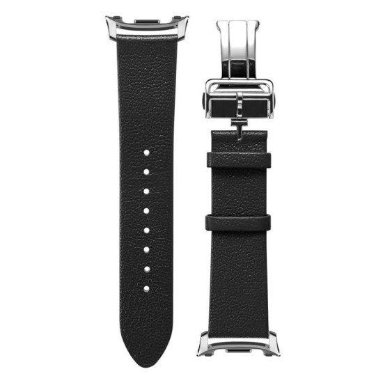 Curea premium din piele si nylon Spigen Enzo Band pentru Samsung Galaxy Watch 8, neagra (Curele Ceas, AMP10119) by www.silkase.ro