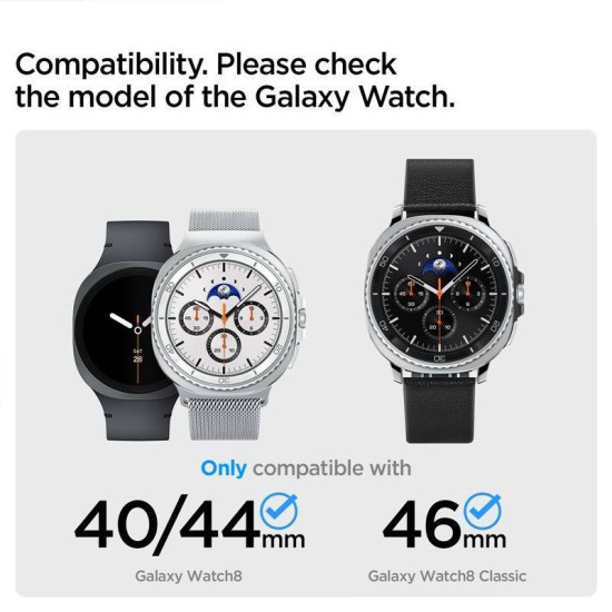 Curea premium din piele si nylon Spigen Enzo Band pentru Samsung Galaxy Watch 8, neagra (Curele Ceas, AMP10119) by www.silkase.ro
