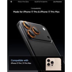 Set 2 protectii de camera Spigen Glas.tR EZ Fit Optik Pro pentru iPhone 14-17 Pro/Pro Max, portocalii Set 2 protectii de camera Spigen Glas.tR EZ Fit Optik Pro pentru iPhone 14-17 Pro/Pro Max, portocalii