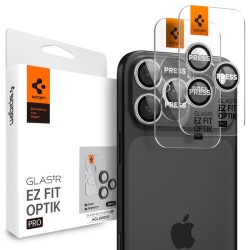 Set 2 protectii de camera Spigen Glas.tR EZ Fit Optik Pro pentru iPhone 14-17 Pro/Pro Max, argintii