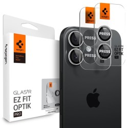 Set 2 protectii de camera Spigen Glas.tR EZ Fit Optik Pro pentru iPhone 17, argintii
