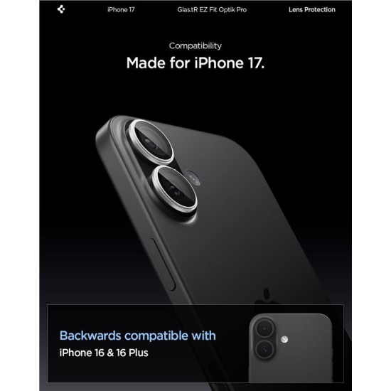 Set 2 protectii de camera Spigen Glas.tR EZ Fit Optik Pro pentru iPhone 17, argintii (Spigen, Ingredi) by www.silkase.ro Set 2 protectii de camera Spigen Glas.tR EZ Fit Optik Pro pentru iPhone 17, argintii (iPhone 17, AGL10126) by www.silkase.ro