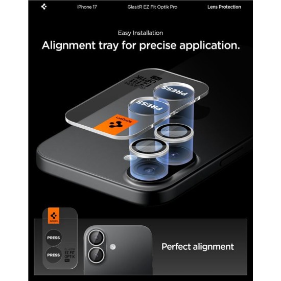 Set 2 protectii de camera Spigen Glas.tR EZ Fit Optik Pro pentru iPhone 17, argintii (Spigen, Ingredi) by www.silkase.ro Set 2 protectii de camera Spigen Glas.tR EZ Fit Optik Pro pentru iPhone 17, argintii (iPhone 17, AGL10126) by www.silkase.ro
