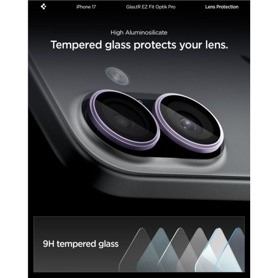 Set 2 protectii de camera Spigen Glas.tR EZ Fit Optik Pro pentru iPhone 17, mov (Spigen, Ingredi) by www.silkase.ro Set 2 protectii de camera Spigen Glas.tR EZ Fit Optik Pro pentru iPhone 17, mov (iPhone 17, AGL10127) by www.silkase.ro