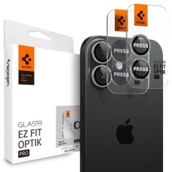 Set 2 protectii de camera Spigen Glas.tR EZ Fit Optik Pro pentru iPhone 17, verzi