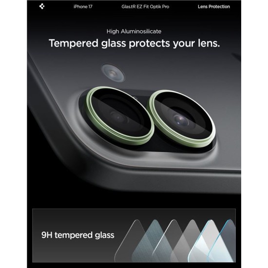 Set 2 protectii de camera Spigen Glas.tR EZ Fit Optik Pro pentru iPhone 17, verzi (Spigen, Ingredi) by www.silkase.ro Set 2 protectii de camera Spigen Glas.tR EZ Fit Optik Pro pentru iPhone 17, verzi (iPhone 17, AGL10128) by www.silkase.ro