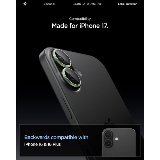 Set 2 protectii de camera Spigen Glas.tR EZ Fit Optik Pro pentru iPhone 17, verzi (Spigen, Ingredi) by www.silkase.ro Set 2 protectii de camera Spigen Glas.tR EZ Fit Optik Pro pentru iPhone 17, verzi (iPhone 17, AGL10128) by www.silkase.ro