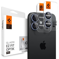 Set 2 protectii de camera Spigen Glas.tR EZ Fit Optik Pro pentru iPhone 17, albastre