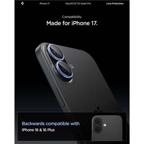 Set 2 protectii de camera Spigen Glas.tR EZ Fit Optik Pro pentru iPhone 17, albastre (Spigen, Ingredi) by www.silkase.ro Set 2 protectii de camera Spigen Glas.tR EZ Fit Optik Pro pentru iPhone 17, albastre (iPhone 17, AGL10129) by www.silkase.ro