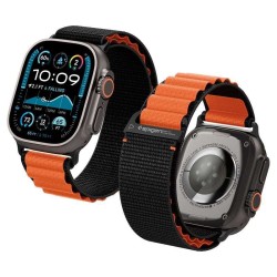 SPIGEN Curea Textilă cu Carlig Apple Watch 49/46/45/44mm (Ultra 3-1/Seria 11), Negru-Portocaliu