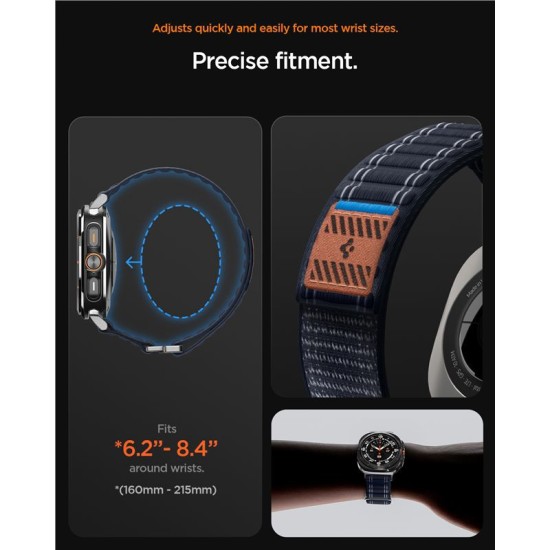 Curea textila cu velcro (arici) Spigen pentru Samsung Galaxy Watch Ultra 47mm, bleumarin (Curele Ceas, AMP10148) by www.silkase.ro