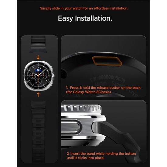 Curea Spigen Silicone Band pentru Samsung Galaxy Watch 8 (46mm / 44mm / 40mm), Black (Galaxy Watch 8, AMP10151) by www.silkase.ro