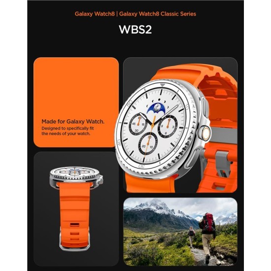 Curea Spigen Silicone Band pentru Samsung Galaxy Watch 8 (46mm/44mm/40mm), Portocaliu (Galaxy Watch 8, AMP10152) by www.silkase.ro