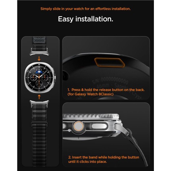 Curea textila cu velcro (arici) Spigen pentru Samsung Galaxy Watch 8, neagra (Spigen, Ingredi) by www.silkase.ro Curea textila cu velcro (arici) Spigen pentru Samsung Galaxy Watch 8, neagra (Curele Ceas, AMP10153) by www.silkase.ro