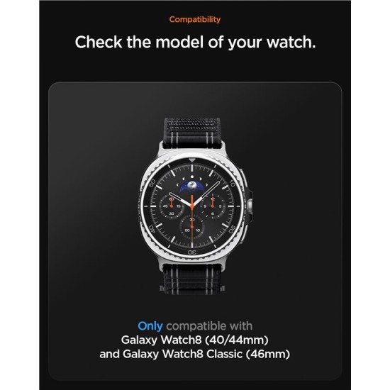 Curea textila cu velcro (arici) Spigen pentru Samsung Galaxy Watch 8, neagra (Spigen, Ingredi) by www.silkase.ro Curea textila cu velcro (arici) Spigen pentru Samsung Galaxy Watch 8, neagra (Curele Ceas, AMP10153) by www.silkase.ro
