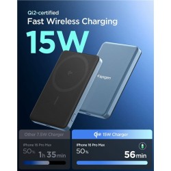 Baterie Externă Spigen Essential 5000mAh, MagSafe, 22.5W, Teal Blue EA2205MQ