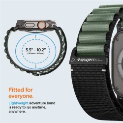 SPIGEN Curea Textilă cu Carlig Apple Watch 49/46/45/44mm (Ultra 3-1/Seria 11), Negru-Verde SPIGEN Curea Textilă cu Carlig Apple Watch 49/46/45/44mm (Ultra 3-1/Seria 11), Negru-Verde