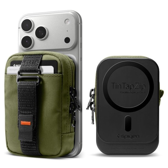 Organizator Portabil Spigen TintapZip MagSafe, Olive Green - Husă Premium pentru Accesorii Organizator Portabil Spigen TintapZip MagSafe, Olive Green - Husă Premium pentru Accesorii (Șnururi și Curele Telefon, AFA10227) by www.silkase.ro