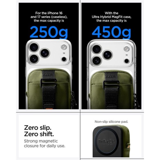 Organizator Portabil Spigen TintapZip MagSafe, Olive Green - Husă Premium pentru Accesorii Organizator Portabil Spigen TintapZip MagSafe, Olive Green - Husă Premium pentru Accesorii (Șnururi și Curele Telefon, AFA10227) by www.silkase.ro