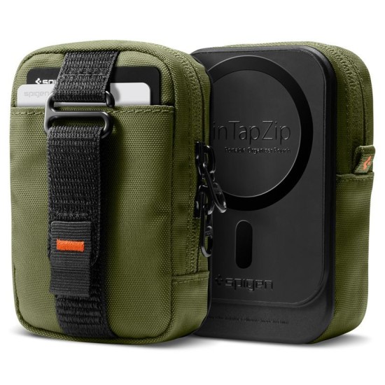 Organizator Portabil Spigen TintapZip MagSafe, Olive Green - Husă Premium pentru Accesorii Organizator Portabil Spigen TintapZip MagSafe, Olive Green - Husă Premium pentru Accesorii (Șnururi și Curele Telefon, AFA10227) by www.silkase.ro