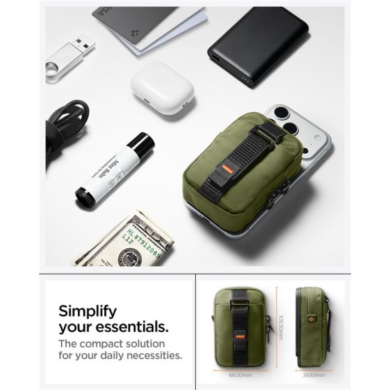Organizator Portabil Spigen TintapZip MagSafe, Olive Green - Husă Premium pentru Accesorii Organizator Portabil Spigen TintapZip MagSafe, Olive Green - Husă Premium pentru Accesorii (Șnururi și Curele Telefon, AFA10227) by www.silkase.ro