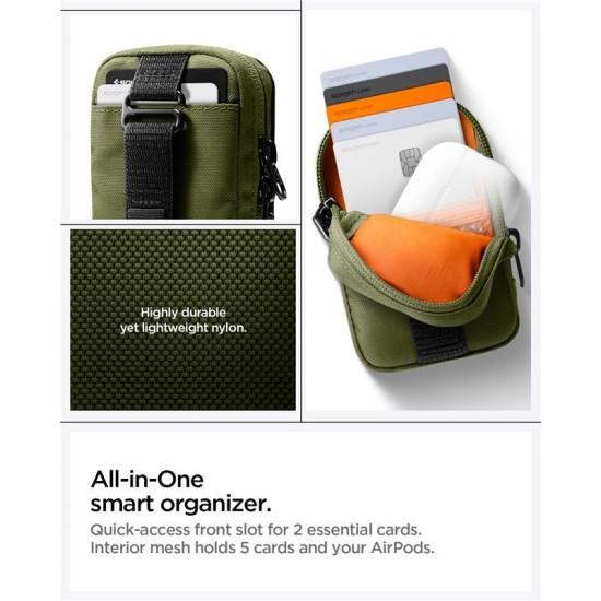 Organizator Portabil Spigen TintapZip MagSafe, Olive Green - Husă Premium pentru Accesorii Organizator Portabil Spigen TintapZip MagSafe, Olive Green - Husă Premium pentru Accesorii (Șnururi și Curele Telefon, AFA10227) by www.silkase.ro