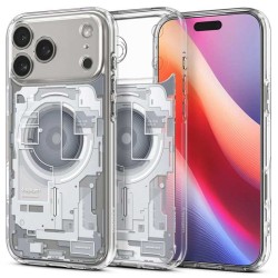 Husa hibrida Spigen Ultra Hybrid MagSafe pentru iPhone 17 Pro Max, model zero one alb