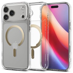 Husa hibrida Spigen Ultra Hybrid MagSafe pentru iPhone 17 Pro, auriu transparent