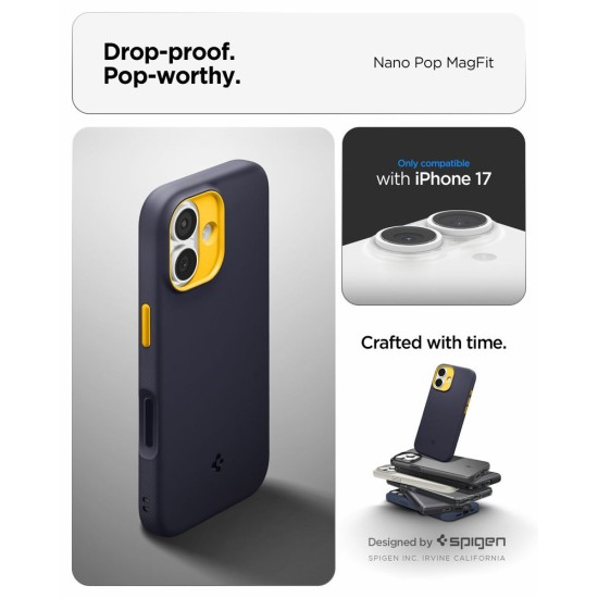 Husa de protectie Spigen Nano Pop MagSafe pentru iPhone 17, bleumarin (Ingredi, ACS10364) by www.silkase.ro