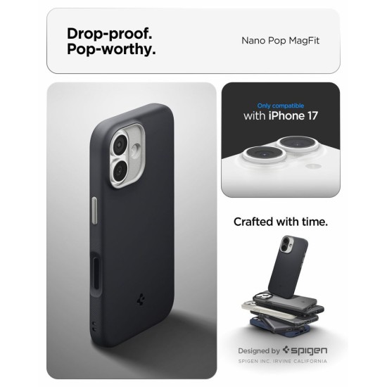 Husa de protectie Spigen Nano Pop MagSafe pentru iPhone 17, negru susan (Spigen, Ingredi) by www.silkase.ro Husa de protectie Spigen Nano Pop MagSafe pentru iPhone 17, negru susan (Ingredi, ACS10366) by www.silkase.ro