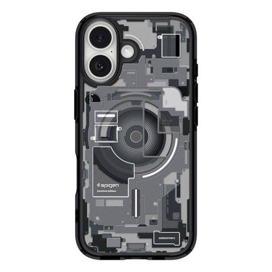 Husa hibrida Spigen Ultra Hybrid MagSafe pentru iPhone 17, model zero one negru (Ingredi, ACS10387) by www.silkase.ro