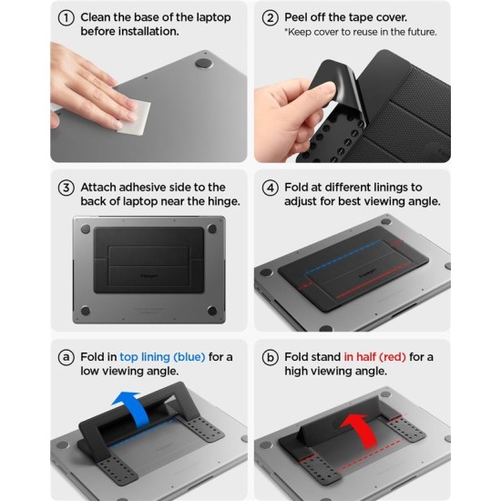 Suport Laptop Spigen Slimfold LD201-S1, Pliabil, Negru (Ingredi, AMP10401) by www.silkase.ro