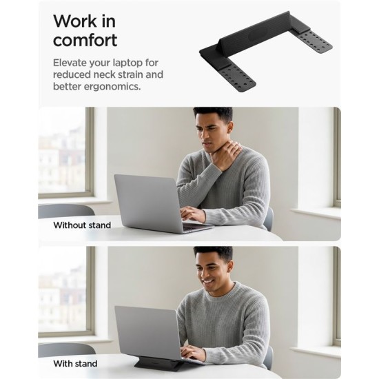 Suport Laptop Spigen Slimfold LD201-S1, Pliabil, Negru (Ingredi, AMP10401) by www.silkase.ro