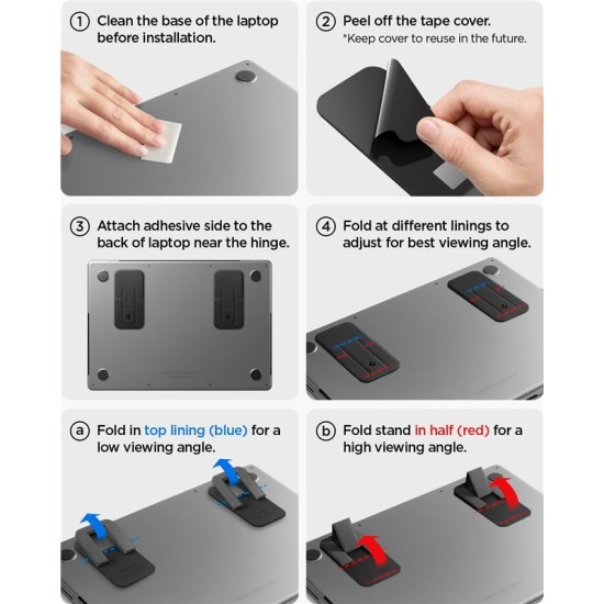 Stand Laptop Spigen Slimfold LD201-S2, Ultra-Portabil, Negru (Ingredi, AMP10402) by www.silkase.ro