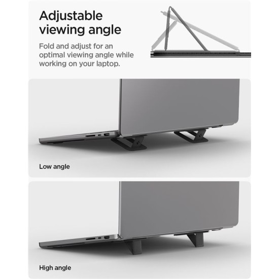 Stand Laptop Spigen Slimfold LD201-S2, Ultra-Portabil, Negru (Ingredi, AMP10402) by www.silkase.ro