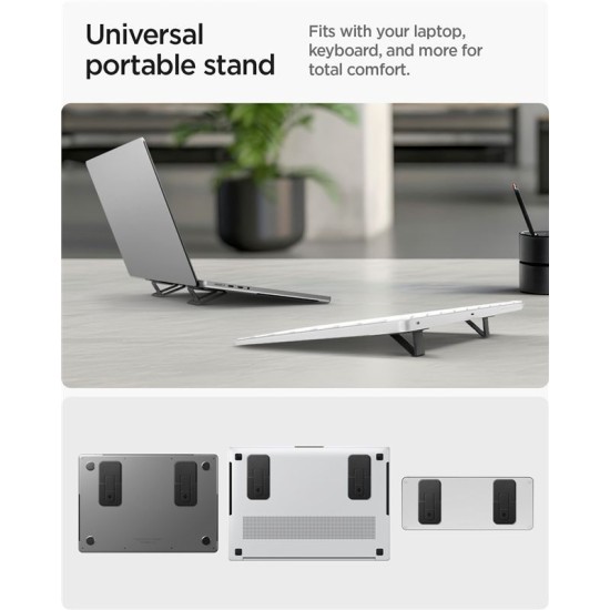 Stand Laptop Spigen Slimfold LD201-S2, Ultra-Portabil, Negru (Ingredi, AMP10402) by www.silkase.ro