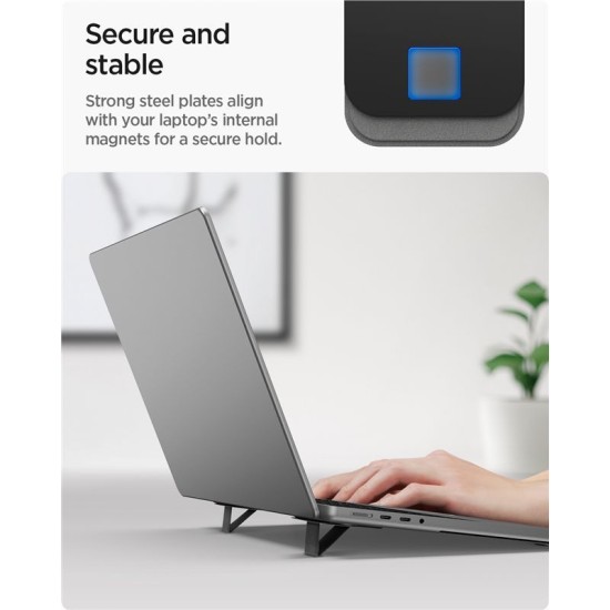 Stand Laptop Spigen Slimfold LD201-S2, Ultra-Portabil, Negru (Ingredi, AMP10402) by www.silkase.ro
