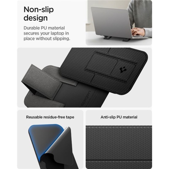 Stand Laptop Spigen Slimfold LD201-S2, Ultra-Portabil, Negru (Ingredi, AMP10402) by www.silkase.ro